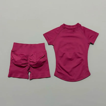 Seamless Workout Set Women 2 Piece – Top & Biker Shorts