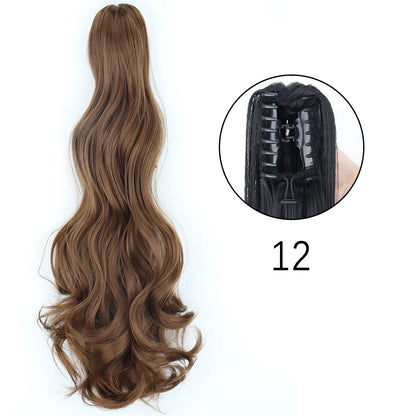 Claw Clip Ponytail Hair Extension 24 Inch Wavy Synthetic Heat Resistant