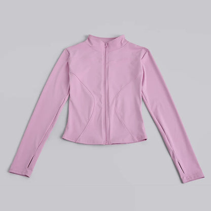 Women's Full-Zip Yoga Jacket with Thumb Holes – Slim Fit Athletic Top