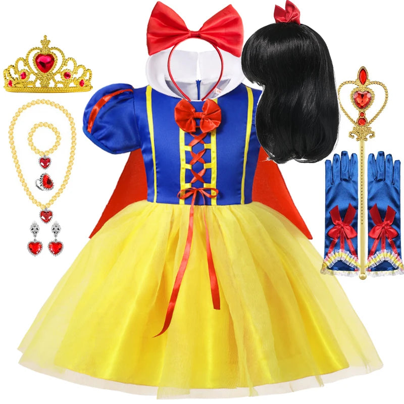 Snow White Princess Costume for Kids – Cape & Dress Set