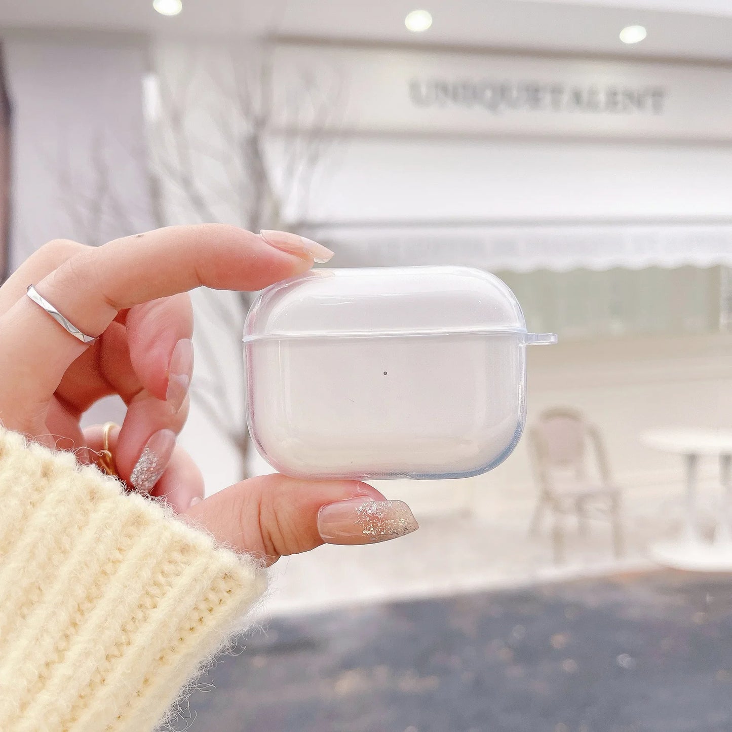 Clear AirPods Pro 2 Case Transparent Soft TPU Cover with Wrist Strap