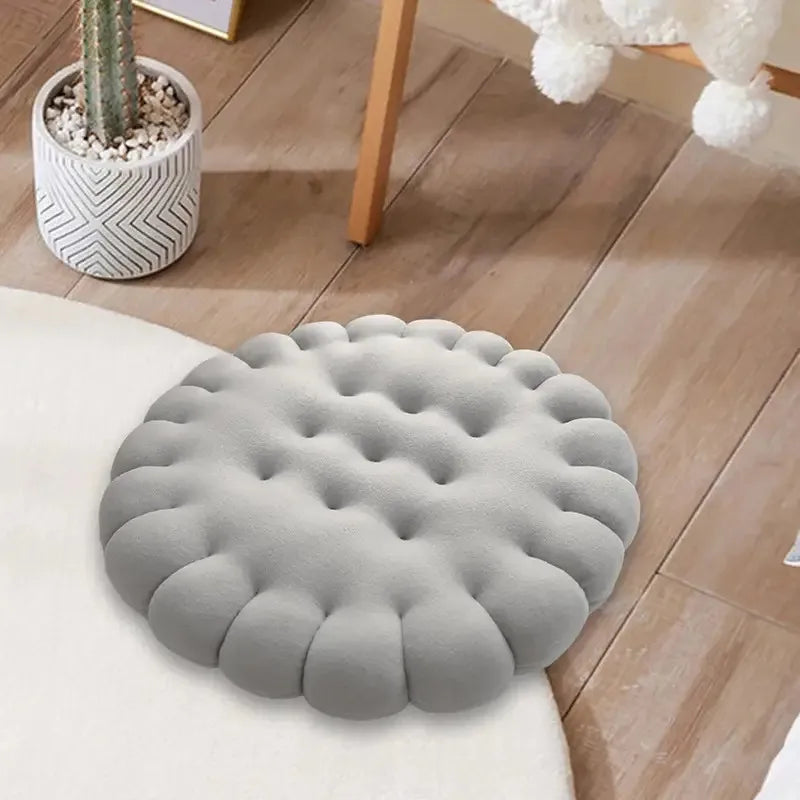 Biscuit Shape Seat Cushion – Cute Soft Thick Floor Pillow for Home & Balcony