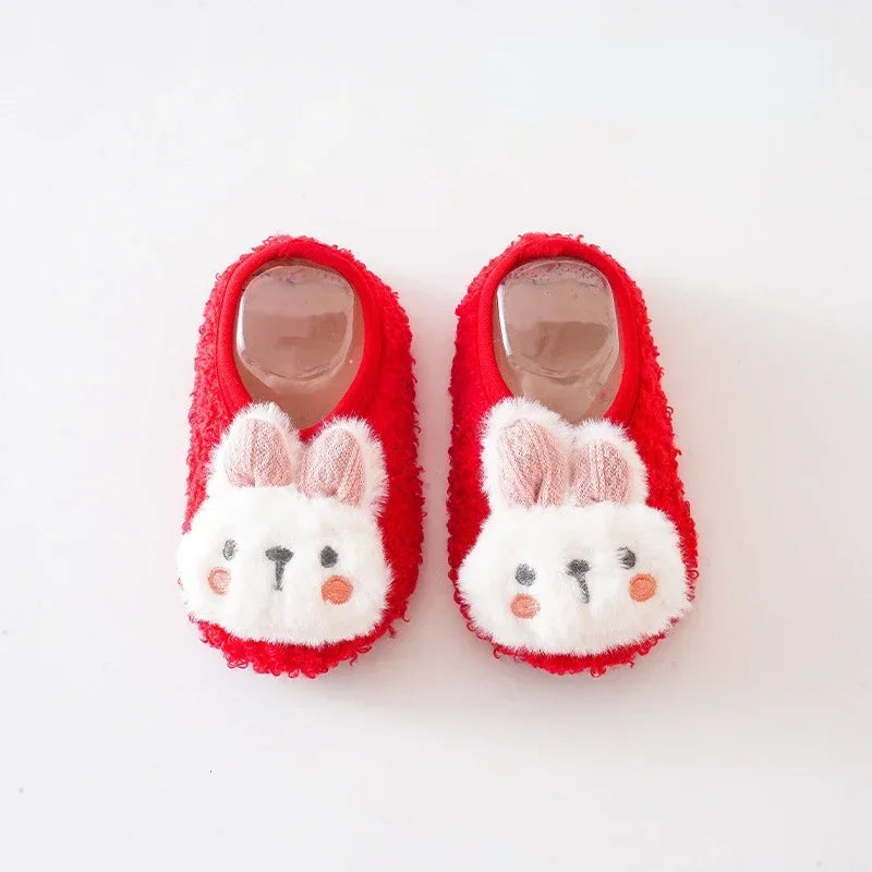 Baby Non-Slip Floor Socks Cartoon Rabbit Plush Toddler Slippers