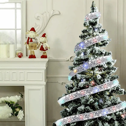 Christmas Ribbon Fairy Lights – DIY Bow String Tree Ornaments