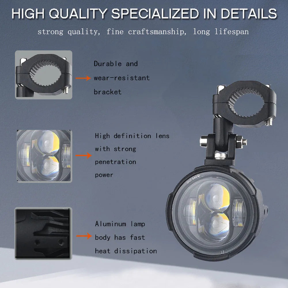 Motorcycle LED Fog Lights 100W Dual Auxiliary Driving Lamps