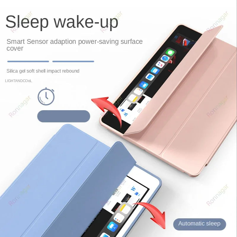 iPad Case with Pencil Holder – Smart Cover for All iPad Models, 8 Colors
