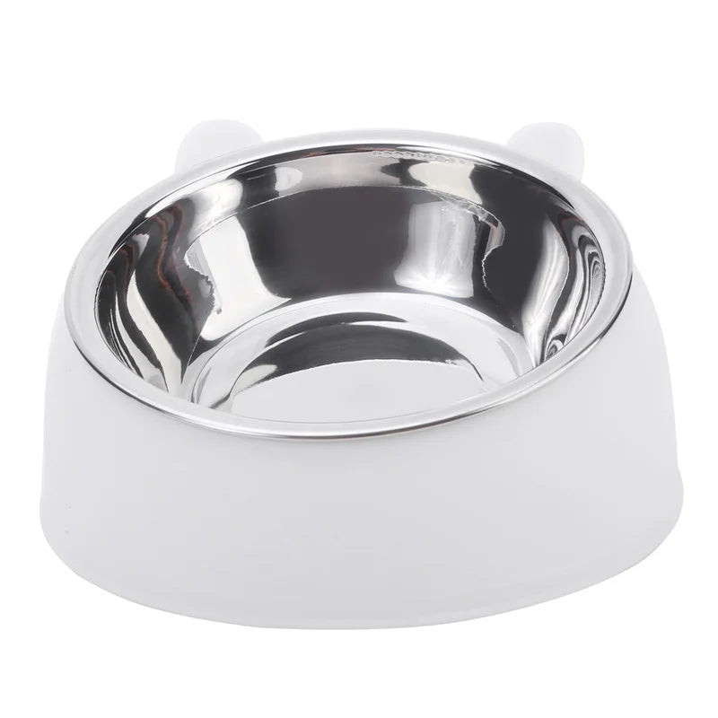 Tilted Stainless Steel Pet Feeding Bowl for Cats & Dogs