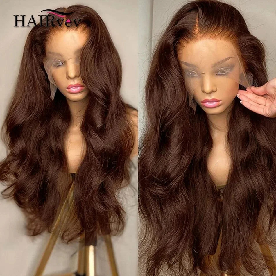 Chocolate Brown HD Lace Front Wig Body Wave Human Hair