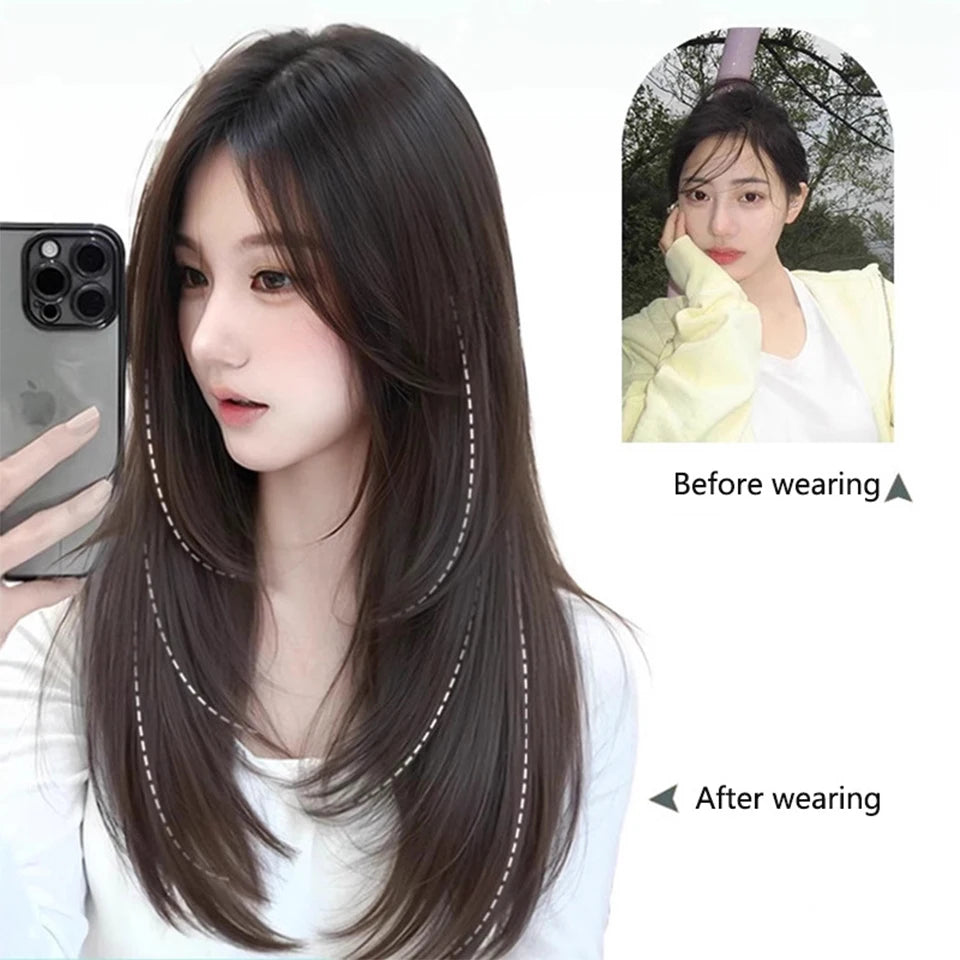 Synthetic Layered Hair Extension – One-Piece Clip-In for Women