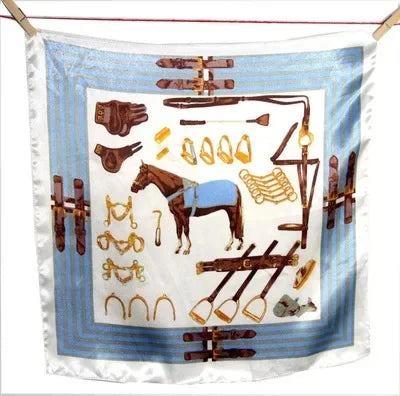 Women's Printed Square Head Scarf – 50x50cm Silk-Feel Kerchief