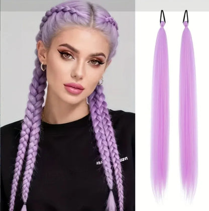 Synthetic Ponytail Extension – Long Straight Wrap-Around Hairpiece (2 Pcs)