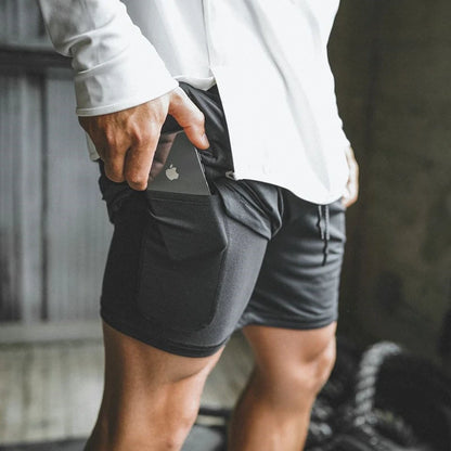 Men's 2-in-1 Running Shorts – Quick Dry Gym Workout Training Shorts