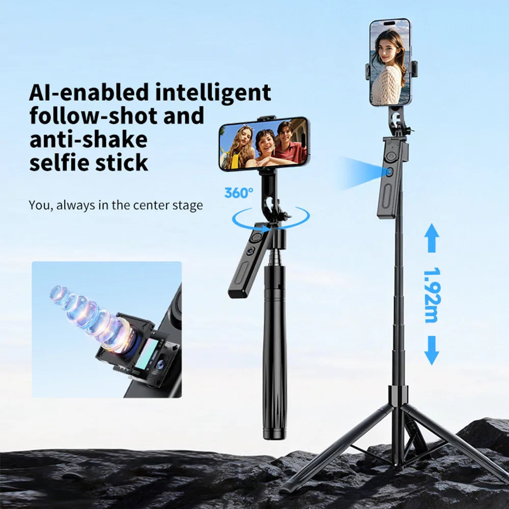360° AI Face Tracking Selfie Stick Tripod with Remote
