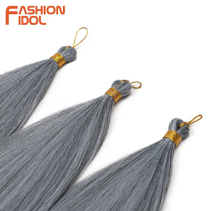 Straight Ponytail Crochet Braiding Hair 28 Inch 3 Packs Synthetic