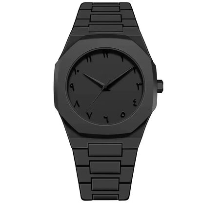 Men's Quartz Watch – Arabic Numeral Dial Steel Band