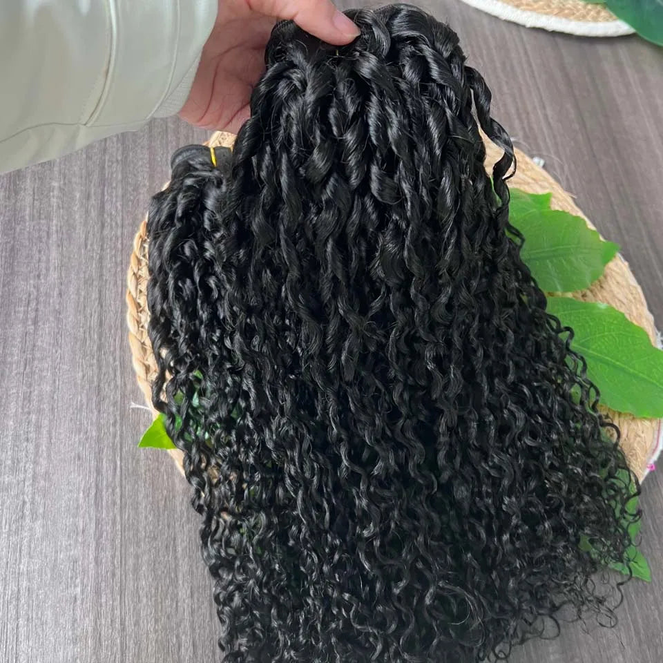 Brazilian Pixie Curly Hair Bundles Virgin Human Hair Weave Natural Color
