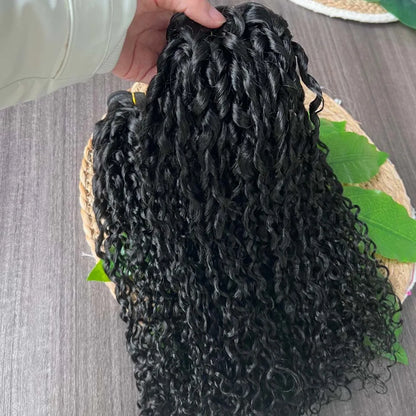 Brazilian Pixie Curly Hair Bundles Virgin Human Hair Weave Natural Color