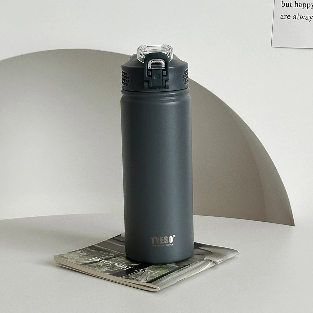 Tyeso Insulated Thermos Water Bottle with Straw – Stainless Steel