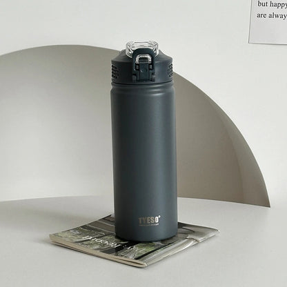Tyeso Insulated Thermos Water Bottle with Straw – Stainless Steel