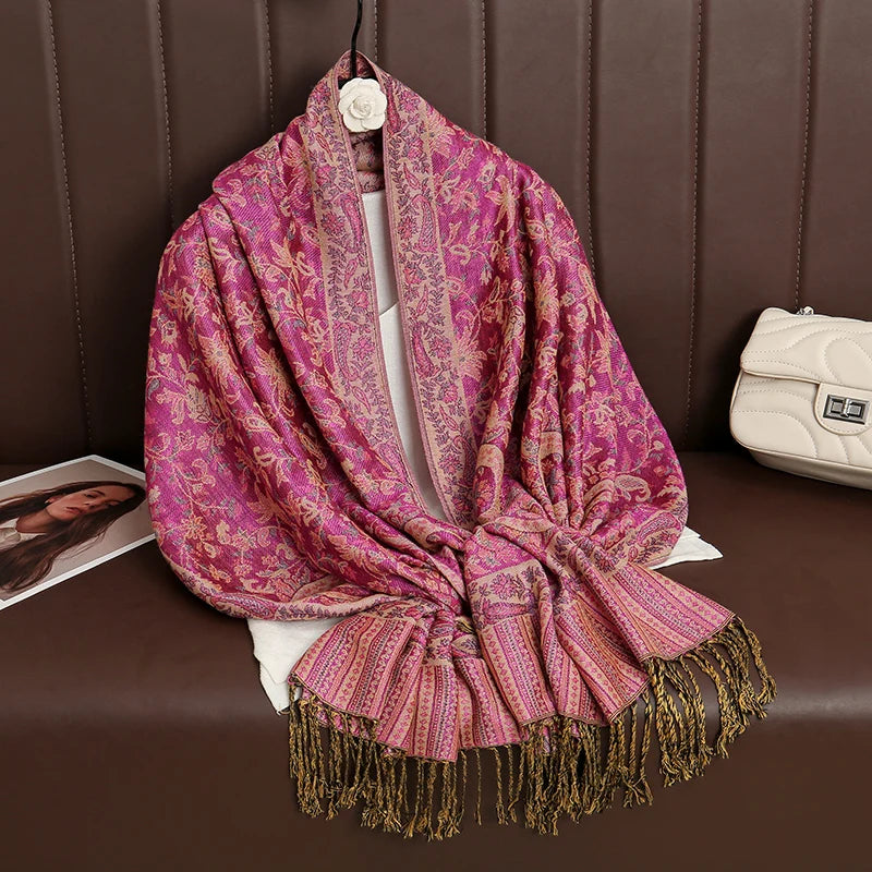 Paisley Print Cashmere Pashmina Shawl for Women – Warm Winter Wrap