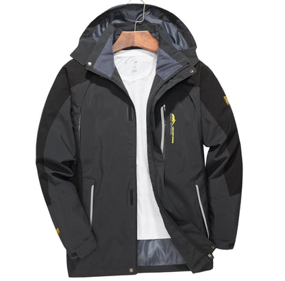 Men's Waterproof Hiking Jacket – Windproof Hooded Windbreaker Plus Size