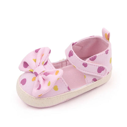 Baby Girl Bowknot Sandals – Dot Print Soft Sole First Walker