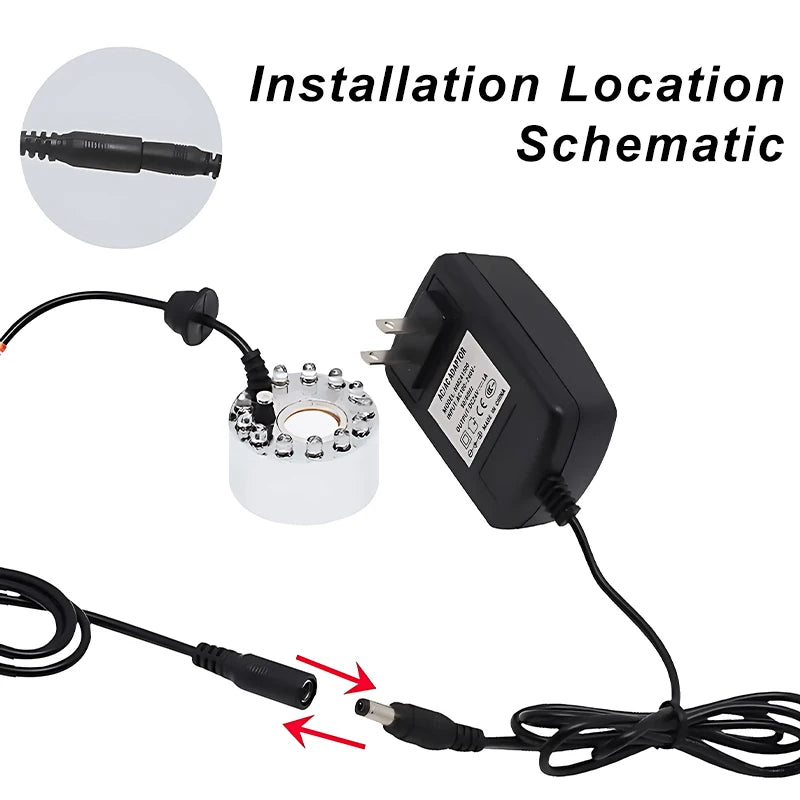 Mini LED Fog Machine Mist Maker with Pond Fogger & AC Adapter