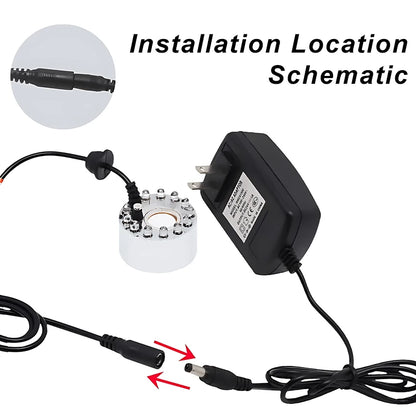 Mini LED Fog Machine Mist Maker with Pond Fogger & AC Adapter