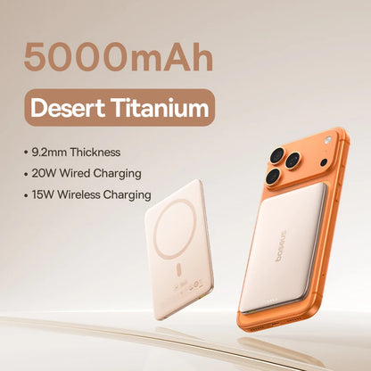 Baseus 5000mAh Slim Magnetic Power Bank – 15W Wireless & 20W Wired Charging