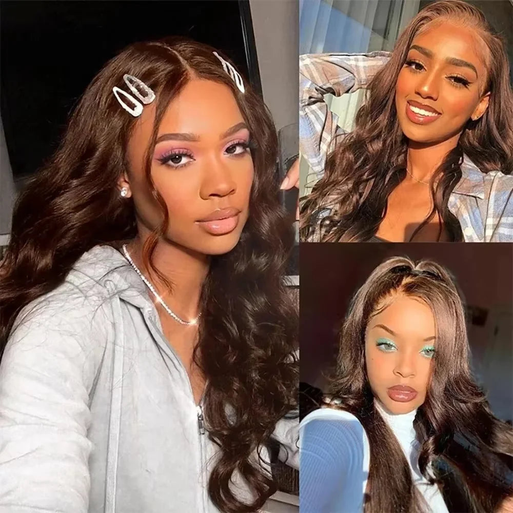 HD Lace Front Human Hair Wig – Body Wave 13x4 & 13x6 Chocolate Brown