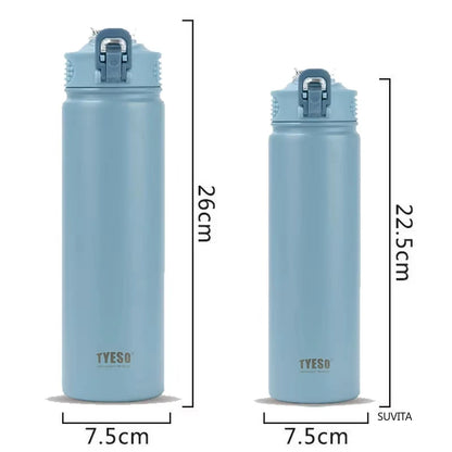 Tyeso Insulated Thermos Water Bottle with Straw – Stainless Steel