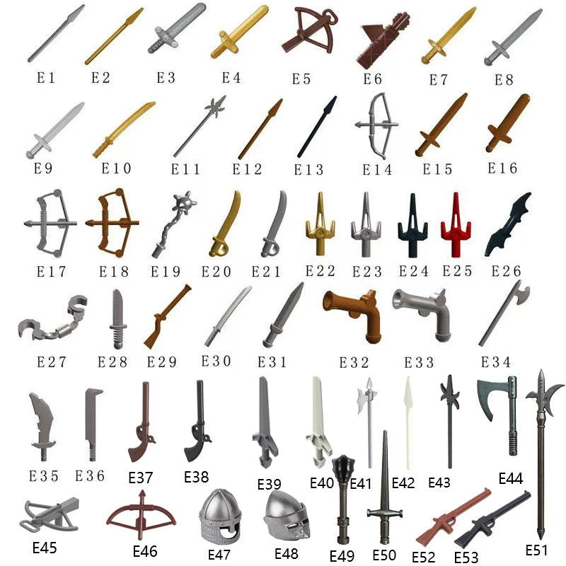 Medieval Military Building Blocks Parts – Castle Knights Weapons Accessories