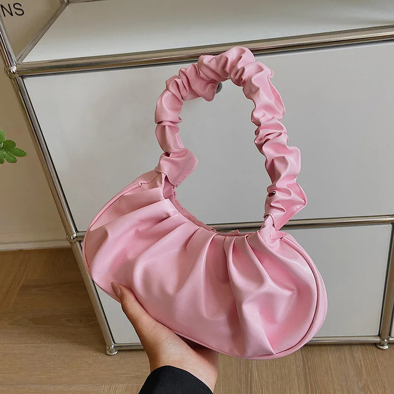 Pleated Cloud Bag Women's PU Leather Armpit Handbag