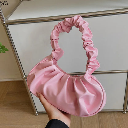 Pleated Cloud Bag Women's PU Leather Armpit Handbag