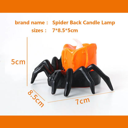 Halloween LED Spider Pumpkin Candle Light – Flameless Decoration Lamp