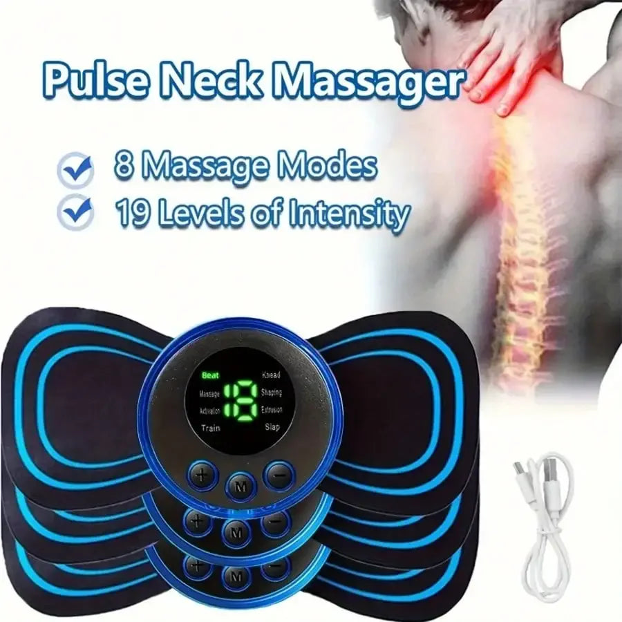 EMS Muscle Stimulator Electric Massager with Patches & Remote