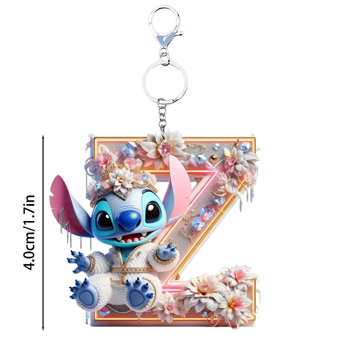 Stitch Letter Keychain – Acrylic Initial Pendant A–Z