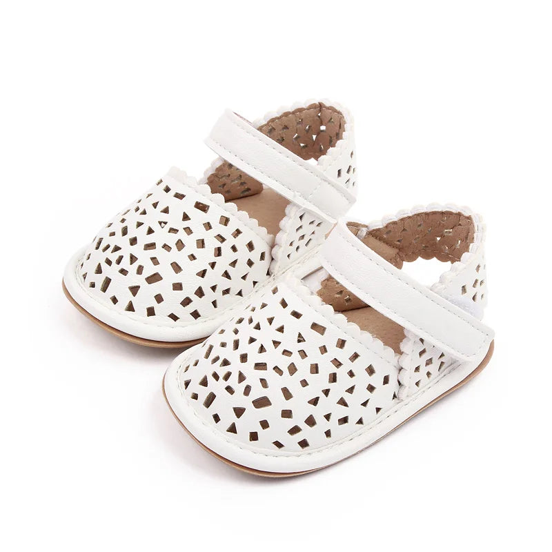 Baby Girl Breathable Hollow Sandals – Soft Sole Summer Shoes