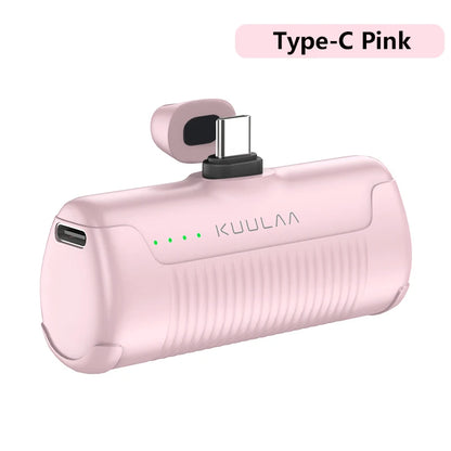KUULAA Mini Power Bank 4500mAh – Plug-In Portable Charger for iPhone & USB-C