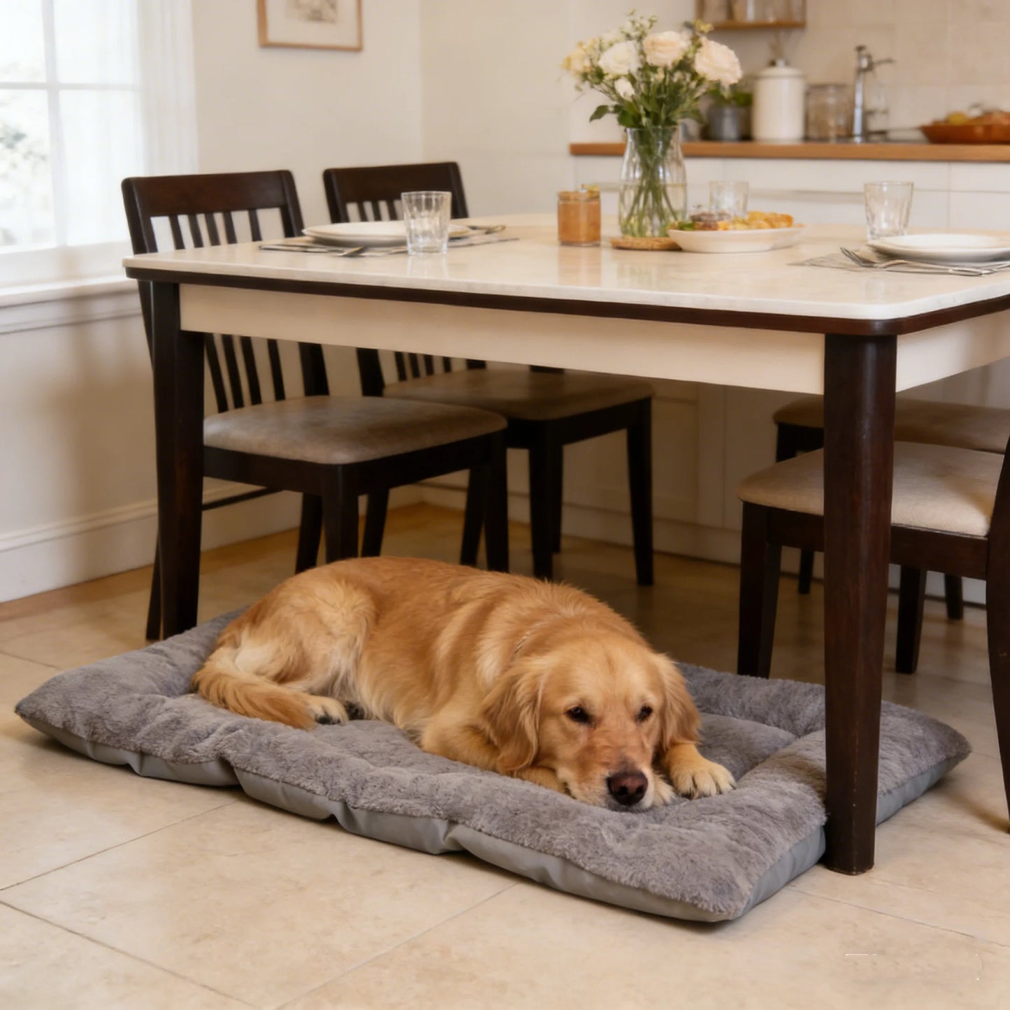 Plush Dog Bed Mat – Thickened Soft Polyester Crate Pad, S/M/L