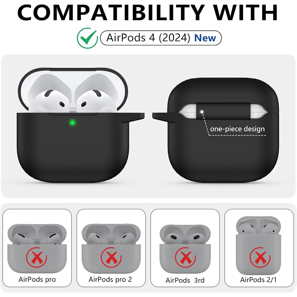 AirPods 4 Case – Military Grade Soft Silicone Shock-Absorbing Cover
