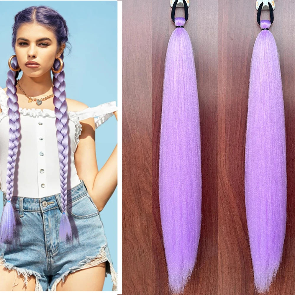 Synthetic Ponytail Extension – Long Straight Wrap-Around Hairpiece (2 Pcs)