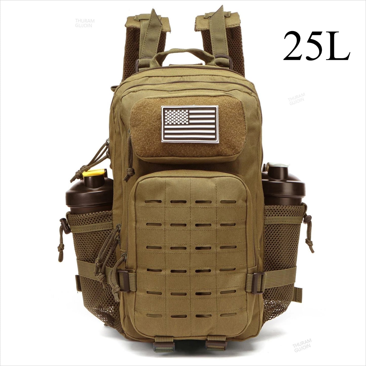 Tactical Backpack 25L/50L MOLLE Military Rucksack with 2 Bottle Holders for Hiking & Outdoor