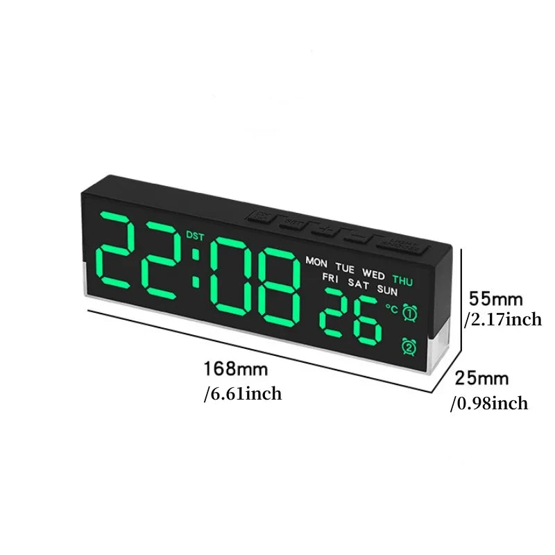 USB Digital Alarm Clock with Mood Light, Temperature & Dual Alarm