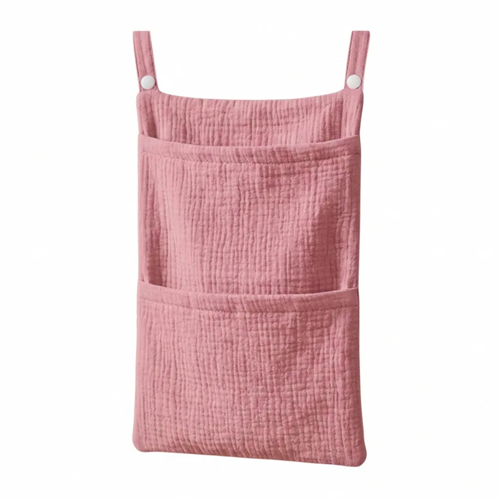 Cotton Baby Crib Hanging Storage Bag – Muslin Nursery Organizer