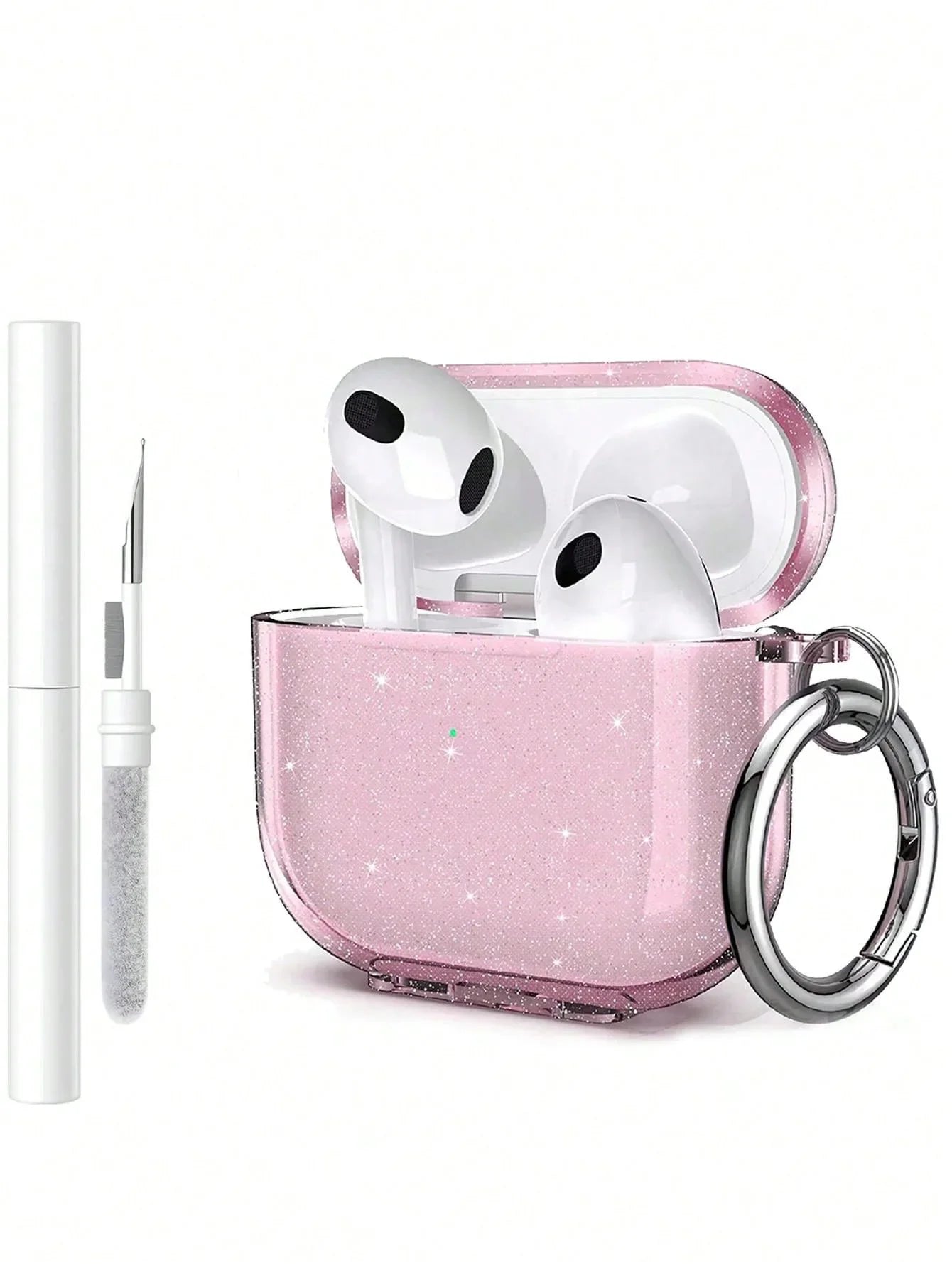 Glitter AirPods Case with Keychain Ring – Clear Sparkle Cover