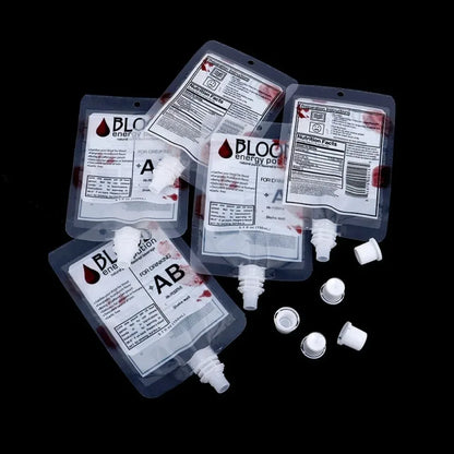 Halloween Blood Bag Drink Pouches – Vampire Cosplay Props (10pcs)