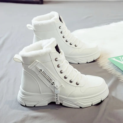 Women's Fur-Lined Winter Ankle Boots – Warm Lace-Up Snow Boots