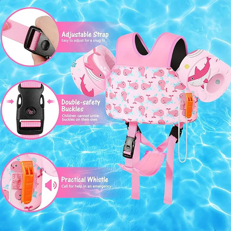 Kids Swim Vest with Arm Floaties – Toddler Pool Float 15–70 lbs