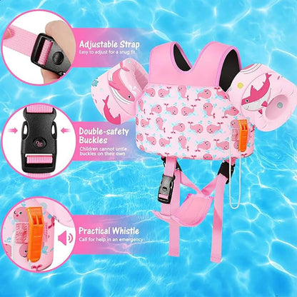 Kids Swim Vest with Arm Floaties – Toddler Pool Float 15–70 lbs